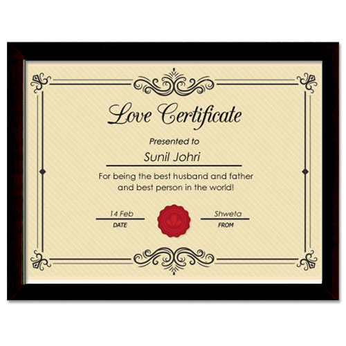 Love Certificate With Frame