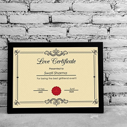 Love Certificate With Frame