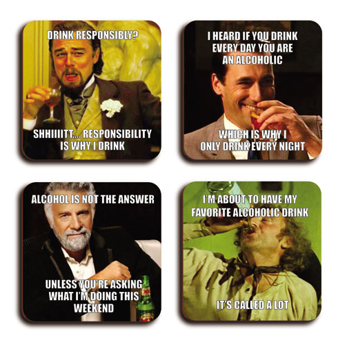 Drinking Meme Coasters Set