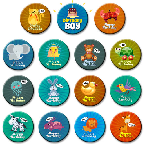 Birthday Boy Party Badges Set Of 15