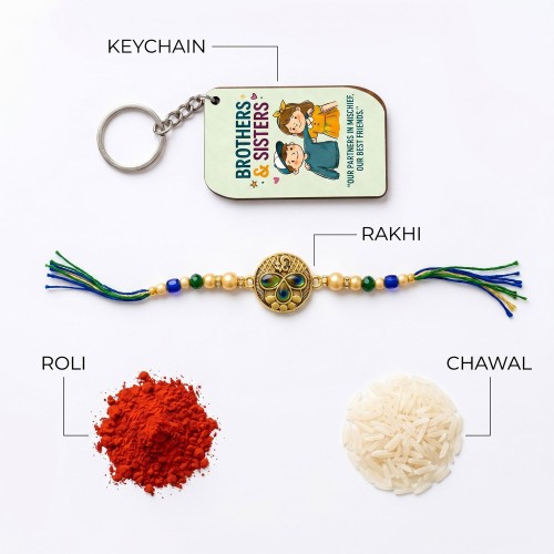 Rakhi With Keychain Hamper Rakhi With Keychain Hamper