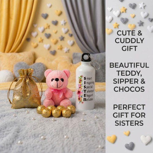 Rakhi Sister Sipper Teddy Choco Combo Rakhi Sister Sipper Teddy Choco Combo
