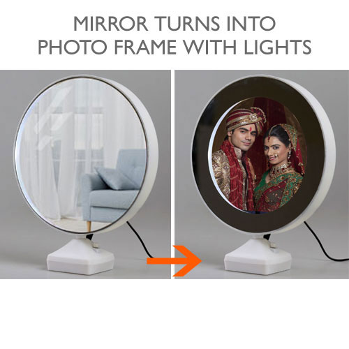 D'vogue - Customised Magic Mirror Mirror cum Photo Frame Gift filled with  LOVE Round Shape/Square Shape USB powered/Battery Operated . . . . . .  #instagram #instagood #magicmirror #customisedmagicmirror #gifts #love  #couplegoals #
