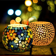 Mosaic Glass Tealight Candle Holders