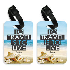 Personalised Travel To Live Luggage Tags Set
