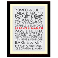 Famous Lovers Personalised Framed Print